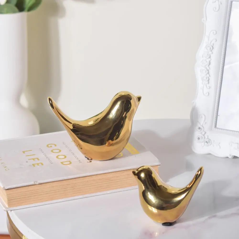 Bird Showpiece Gold Set Of 2