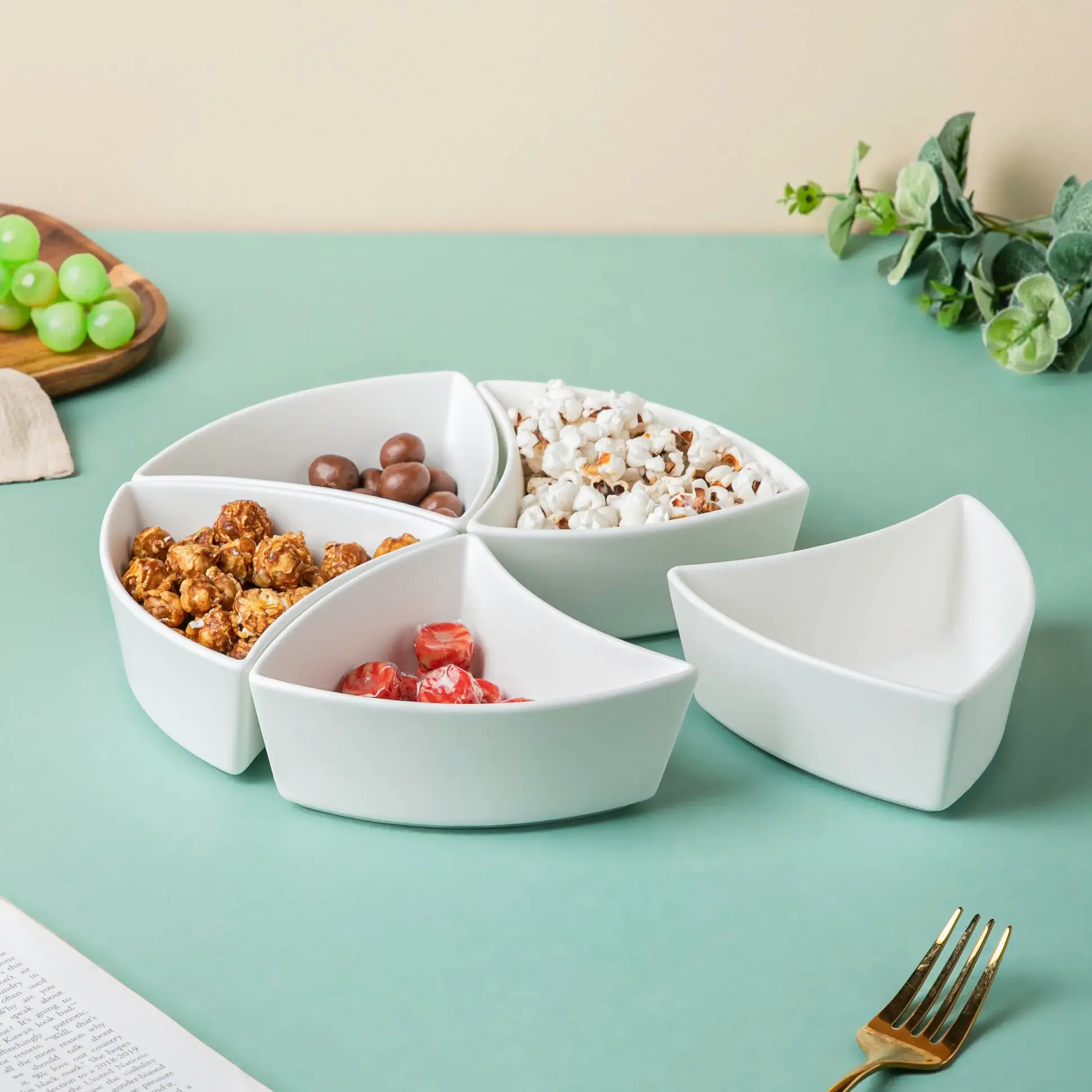 Dry Fruit Bowl White Set Of 5 200 Ml